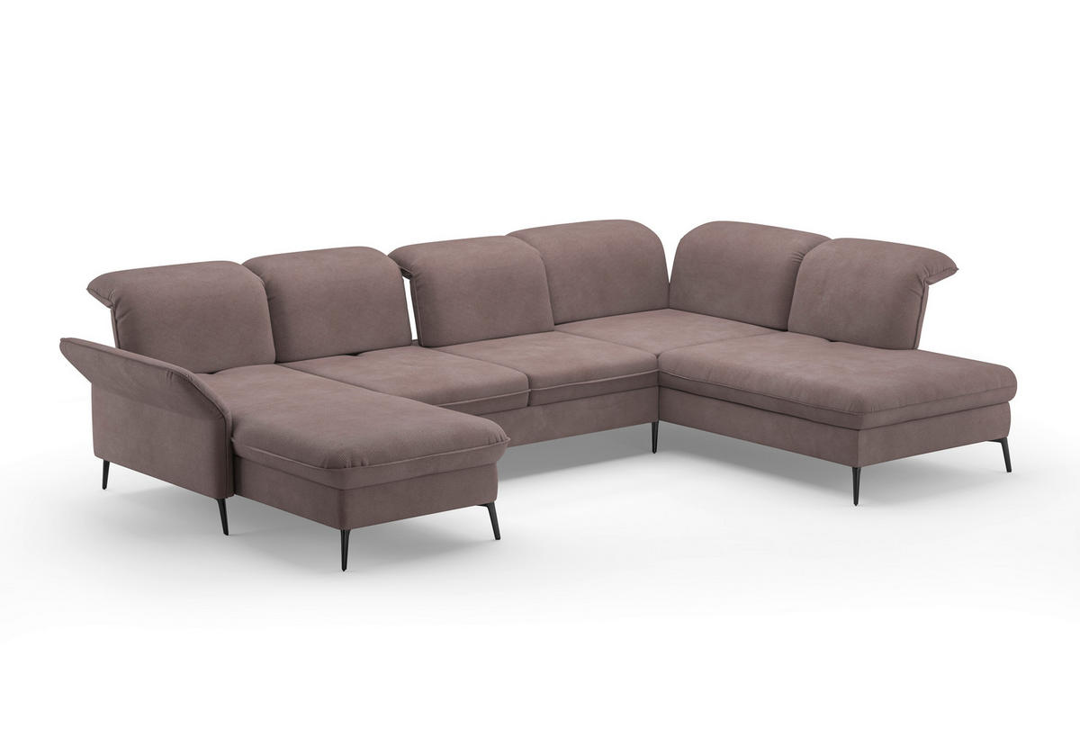WOHNLANDSCHAFT in Flachgewebe Taupe  - Taupe/Schwarz, Konventionell, Textil/Metall (198/359/231cm) - Sit & More