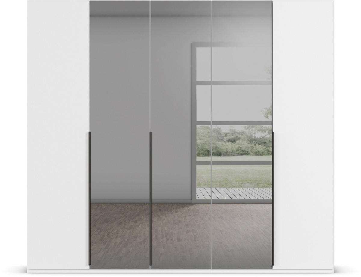 DREHTÜRENSCHRANK in Grau, Weiss  - Weiss/Graphitfarben, Trend, Glas/Holzwerkstoff (251/223/61cm) - Rauch Möbel