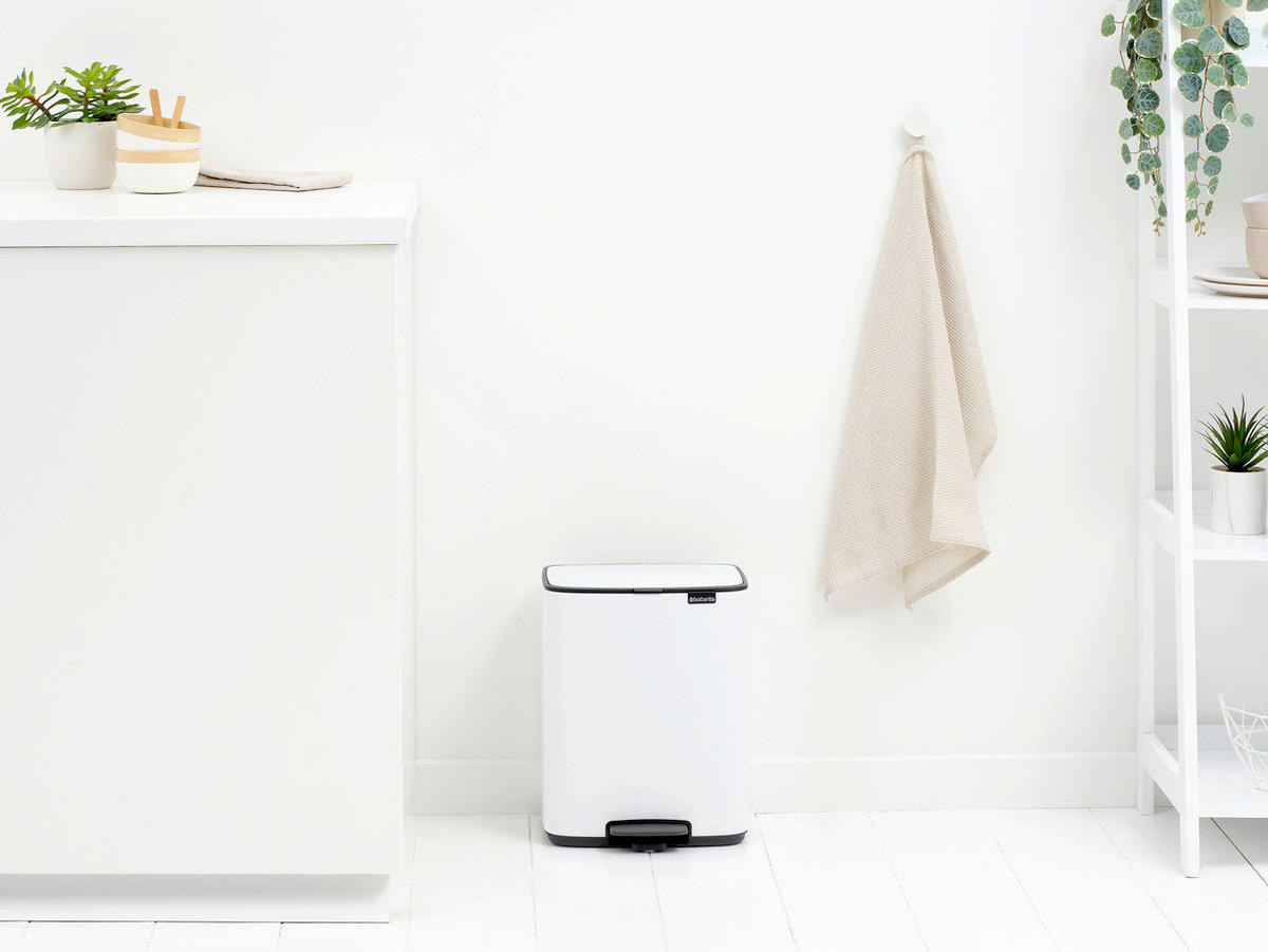 KOŠ S NOŽNOM PAPUČICOM  12 l  Bo  - bijela/antracit, Design, metal/plastika (29/36,5/25,5cm) - Brabantia