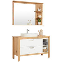 BADEZIMMER  in 120 cm  - Weiss/Eichefarben, Modern, Glas/Holz (120cm) - Landscape
