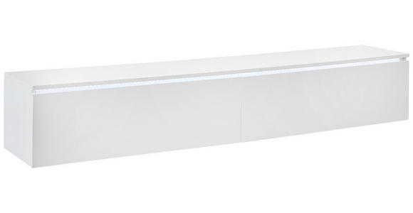 LOWBOARD  180/30/33 cm  Frontbeleuchtung, hängend  - Weiß Hochglanz, Trend, Holzwerkstoff (180/30/33cm) - Xora