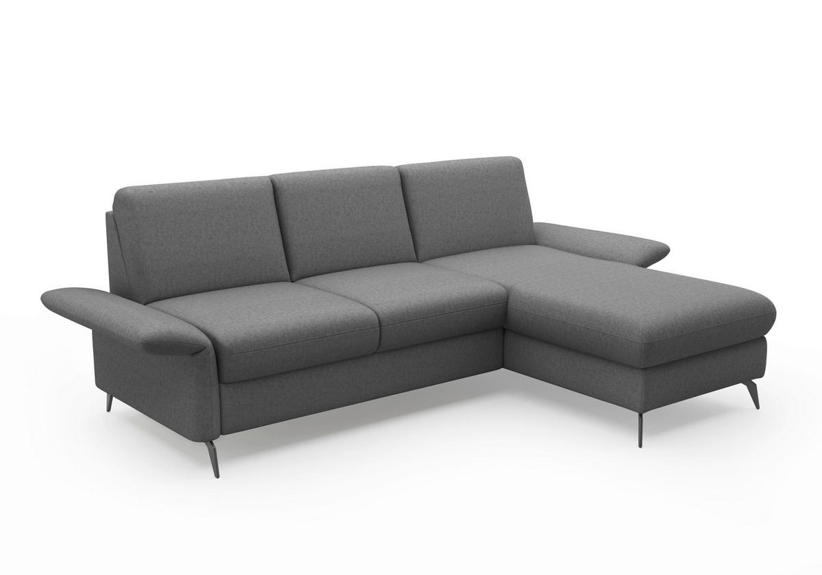 ECKSOFA ROCHELLE E Dunkelgrau Flachgewebe  - Dunkelgrau/Schwarz, KONVENTIONELL, Textil/Metall (251/164cm) - Sit & More