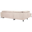 ECKSOFA Creme Velours  - Creme/Schwarz, KONVENTIONELL, Textil/Metall (217/255cm) - Carryhome