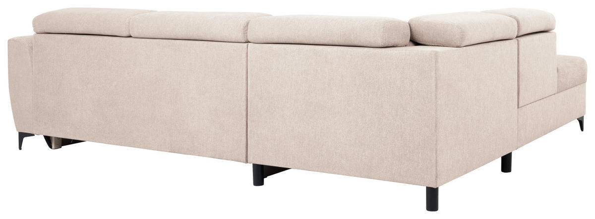 ECKSOFA in Velours Creme  - Creme/Schwarz, Konventionell, Textil/Metall (217/255cm) - MID.YOU