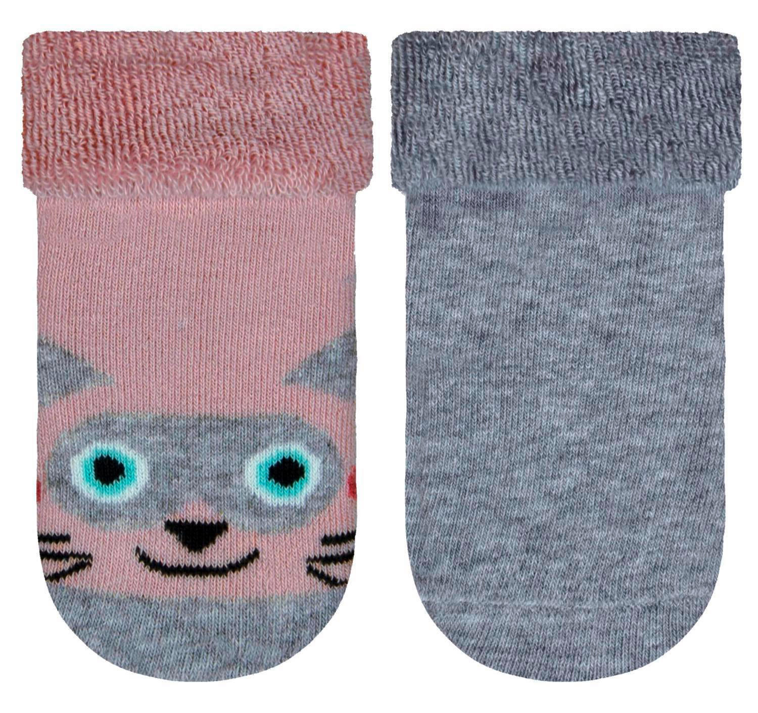 STRUMPOR Katze  - grå/rosa, Basics, textil (23/24null) - My Baby Lou