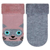 STRUMPOR 2 styck Katze  - grå/rosa, Basics, textil (23/24null) - My Baby Lou