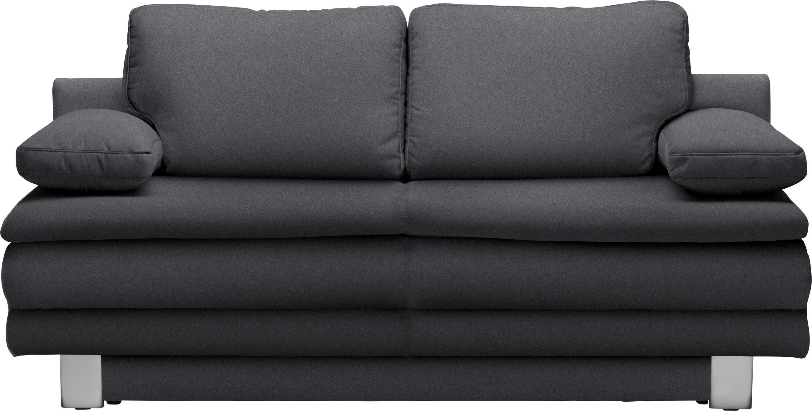 SCHLAFSOFA in Flachgewebe Dunkelgrau  - Chromfarben/Dunkelgrau, Design, Textil/Metall (194/96/86cm) - Novel
