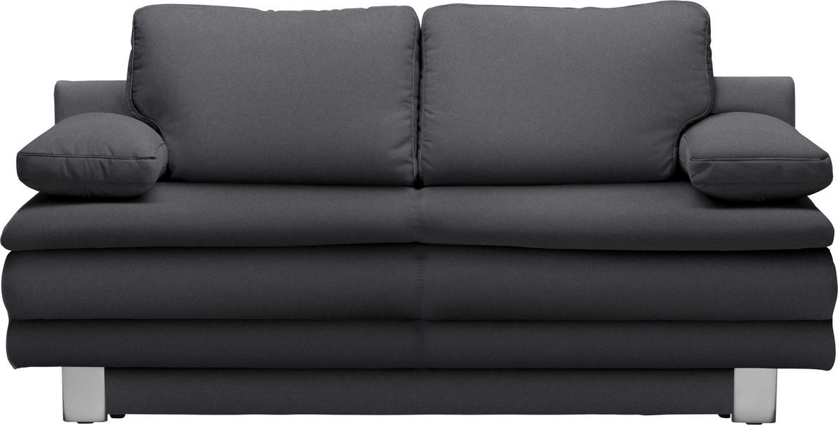 SCHLAFSOFA in Flachgewebe Dunkelgrau  - Chromfarben/Dunkelgrau, Design, Textil/Metall (194/96/86cm) - Novel