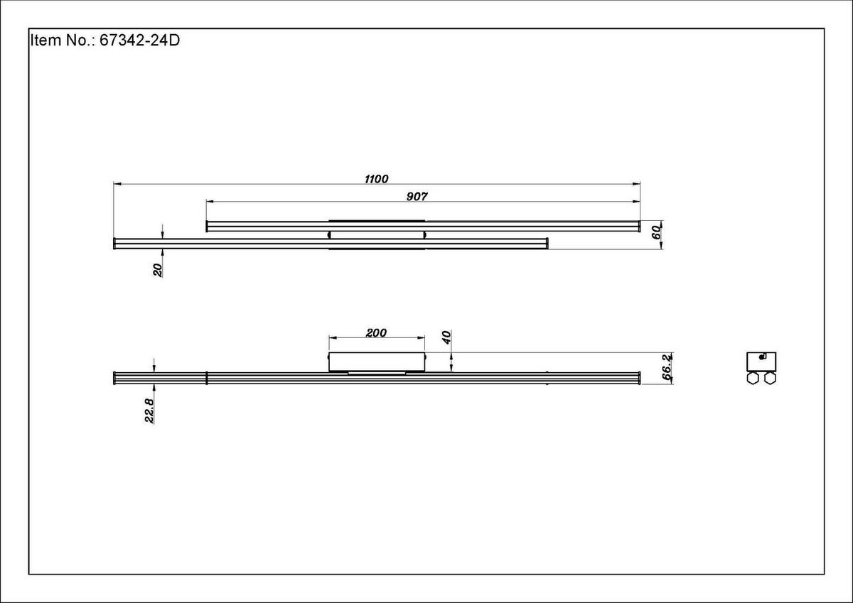 STROPNA LED-SVETILKA  KIRINA //3000 K/230 V/ - črna/bela, Design, umetna masa (110/6/6,6cm) - Globo