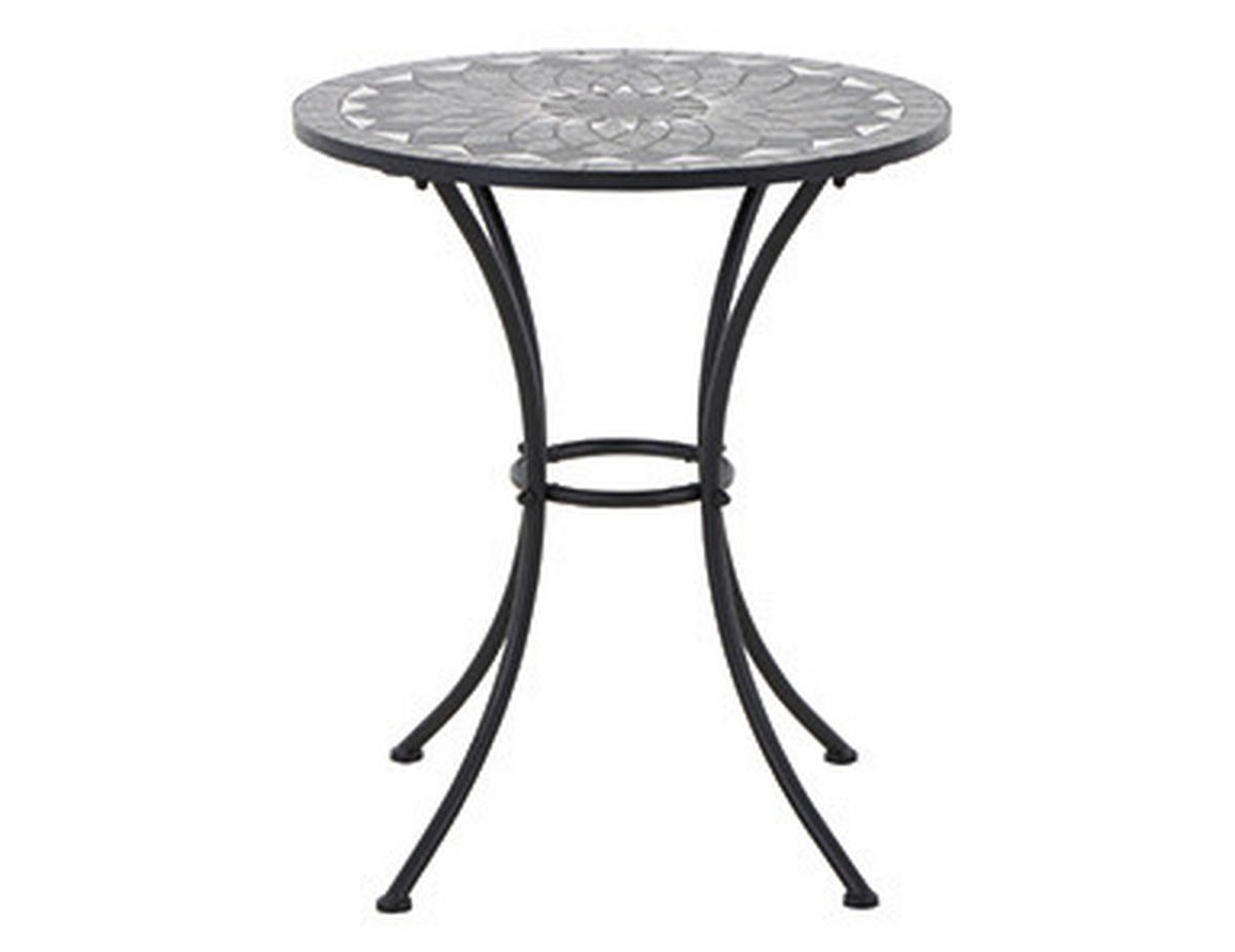 GARTENTISCH 70/70/71 cm Metall, Keramik rund  - Schwarz, KONVENTIONELL, Keramik/Metall (70/70/71cm) - Siena Garden