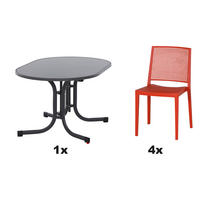 GARTENGARNITUR 3-teilig  - Rot, Basics (90/80/138cm) - Siena Garden