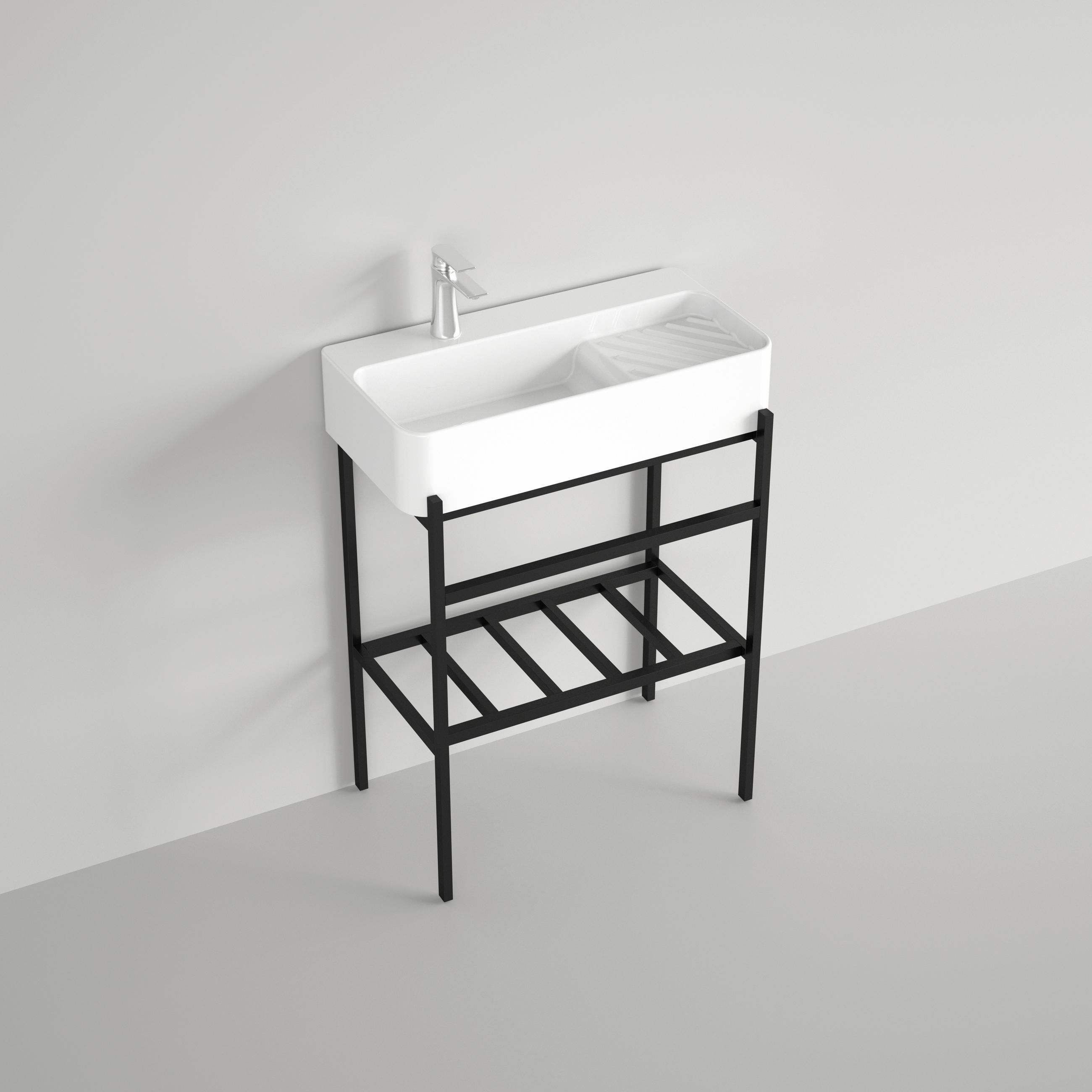 WASCHBECKEN 60/82/31 cm  - Schwarz/Weiß, KONVENTIONELL, Keramik/Metall (60/82/31cm) - Sanotechnik