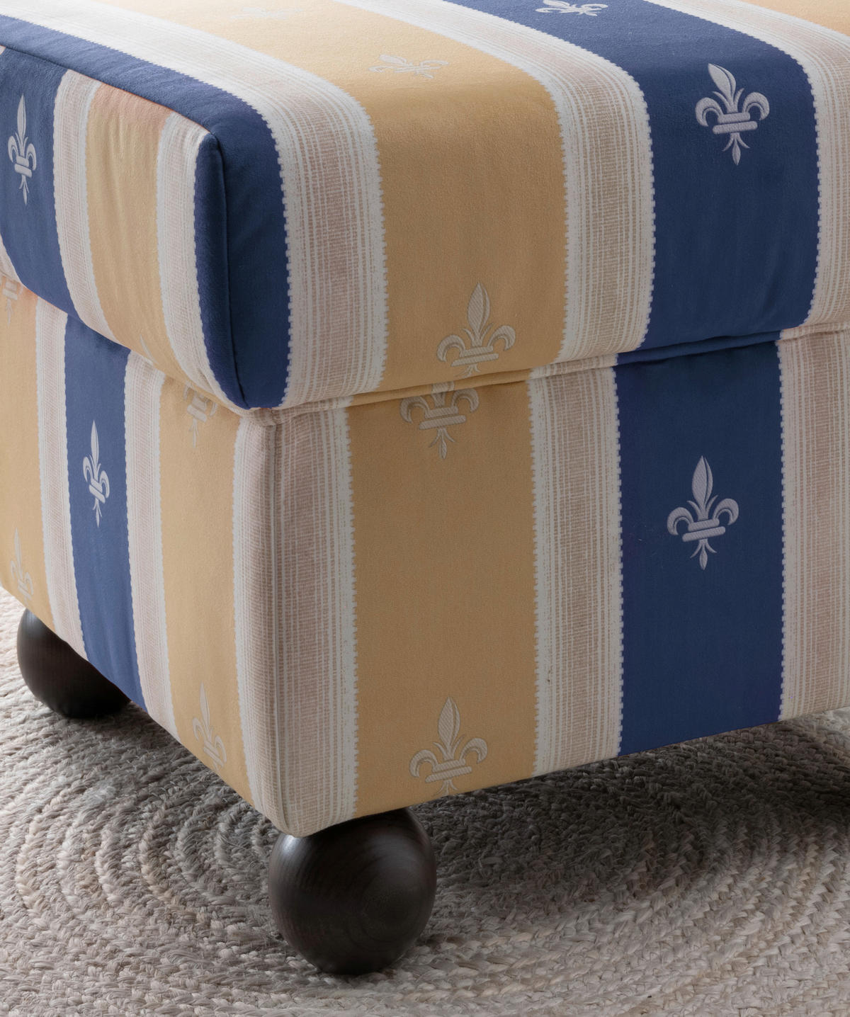 HOCKER in Textil Blau  - Wengefarben/Blau, KONVENTIONELL, Holz/Textil (56/46/56cm) - Livetastic