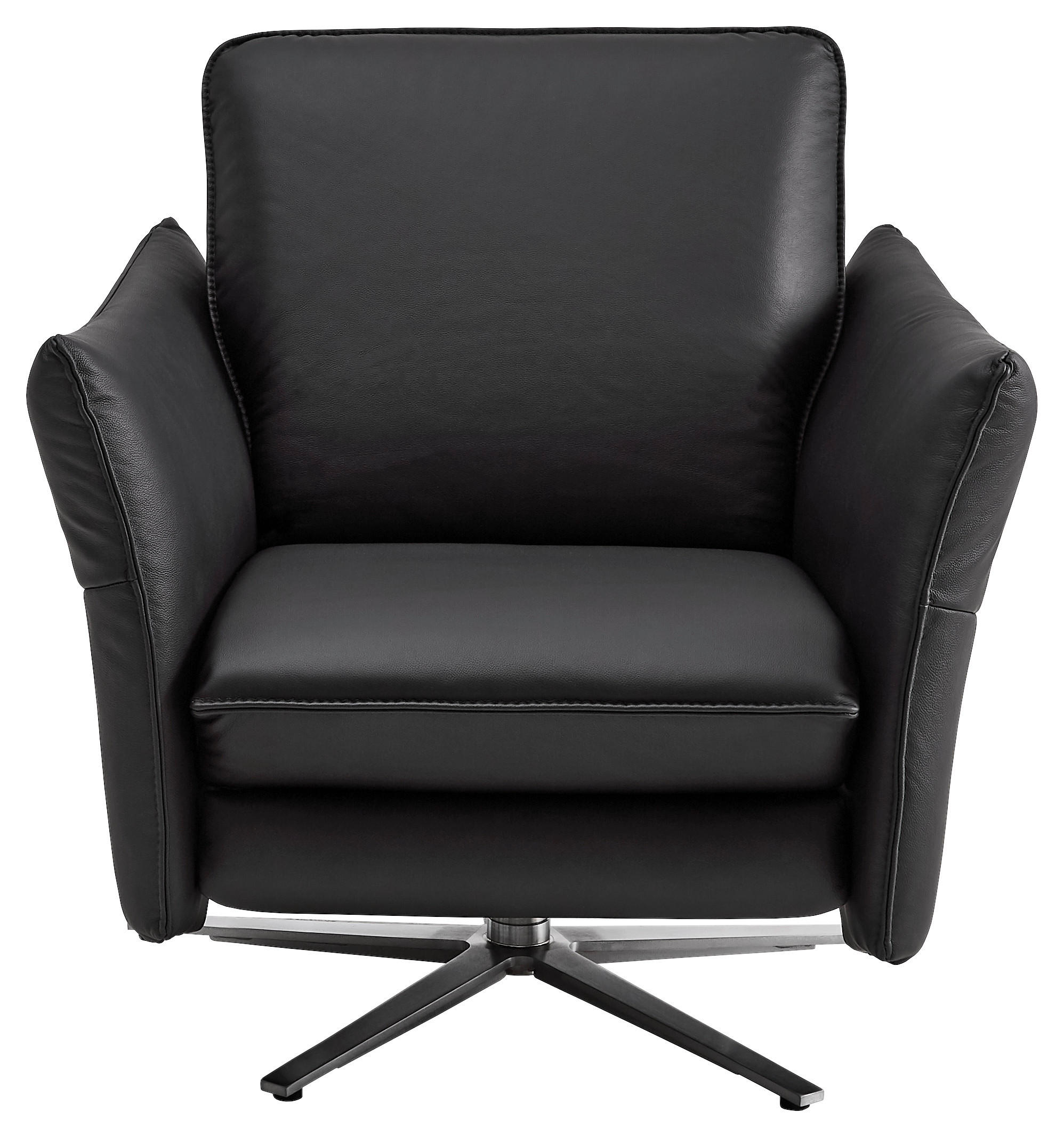 SESSEL in Echtleder Schwarz  - Edelstahlfarben/Schwarz, Design, Leder/Metall (80/88/94cm) - Himolla Komfortklass