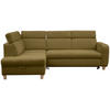 ECKSOFA inkl. Funktionen Olivgrün Samt  - Olivgrün, Natur, Holz/Textil (206/261cm) - Venda