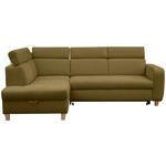 ECKSOFA inkl. Funktionen Olivgrün Samt  - Olivgrün, Natur, Holz/Textil (206/261cm) - Venda
