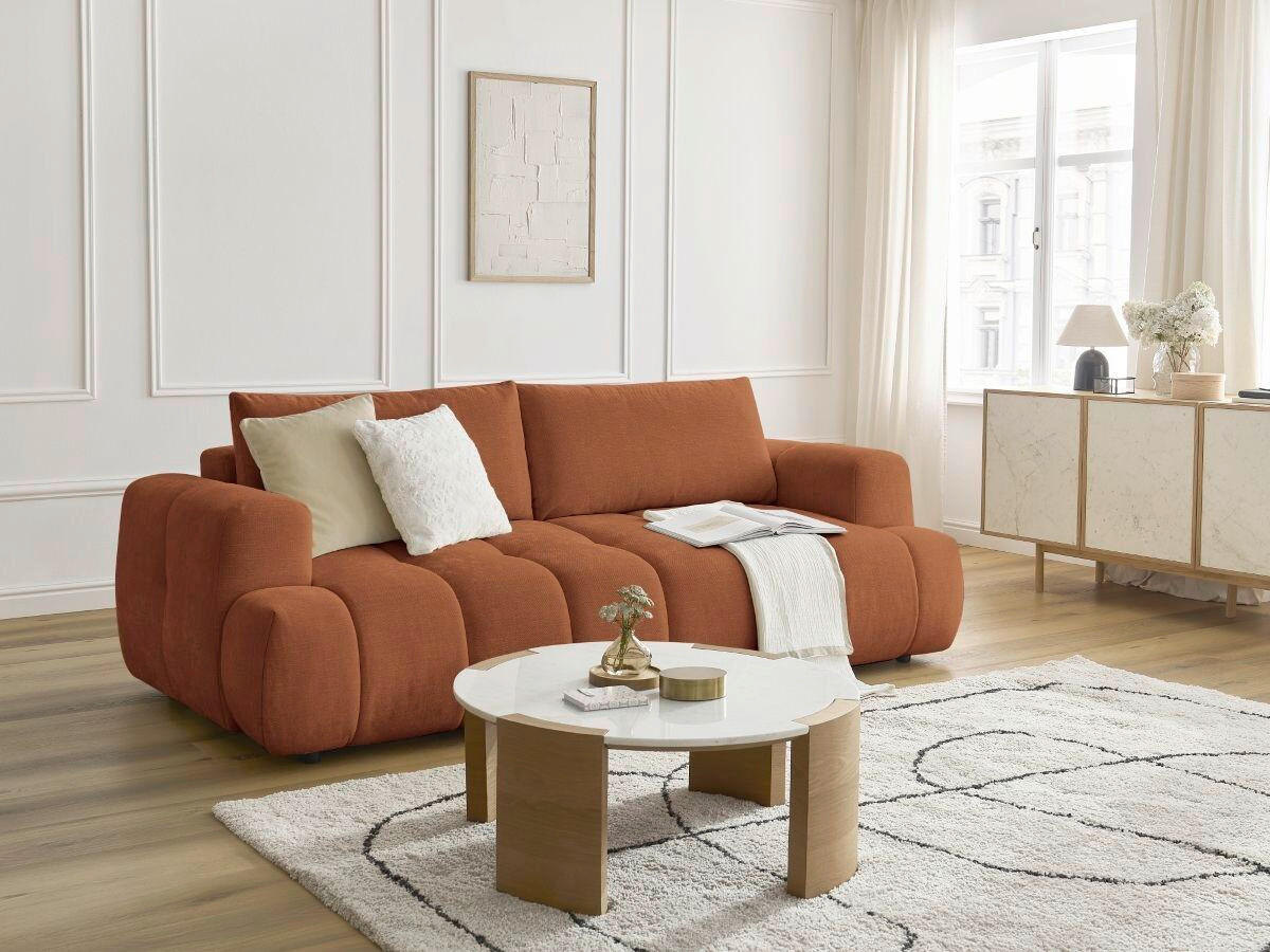 SCHLAFSOFA FUJI Leinenoptik Orange  inkl.  - Schwarz/Orange, MODERN, Kunststoff/Textil (251/113/88cm)