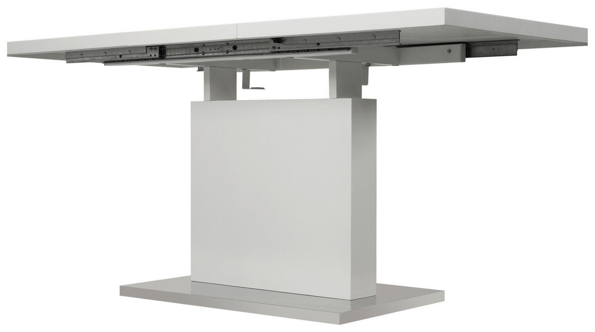 ÉTKEZŐASZTAL - nemesacélszínű/fehér, Design, faalapú anyag/fém (120-160/80/76cm) - Carryhome