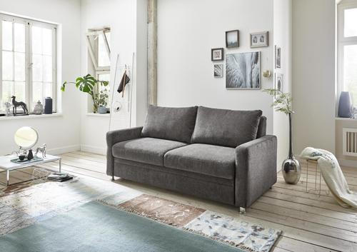 SCHLAFSOFA Grau  - Grau, KONVENTIONELL, Textil/Metall (206/90/100cm) - Beldomo Style