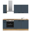 KÜCHENLEERBLOCK 210 cm   in Blau, Eichefarben  - Blau/Eichefarben, MODERN, Holzwerkstoff/Metall (210cm) - Nobilia
