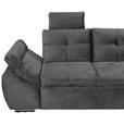 ECKSOFA in Mikrovelours Grau  - Schwarz/Grau, KONVENTIONELL, Kunststoff/Textil (275/170cm) - Carryhome