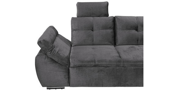 ECKSOFA in Mikrovelours Grau  - Schwarz/Grau, KONVENTIONELL, Kunststoff/Textil (275/170cm) - Carryhome