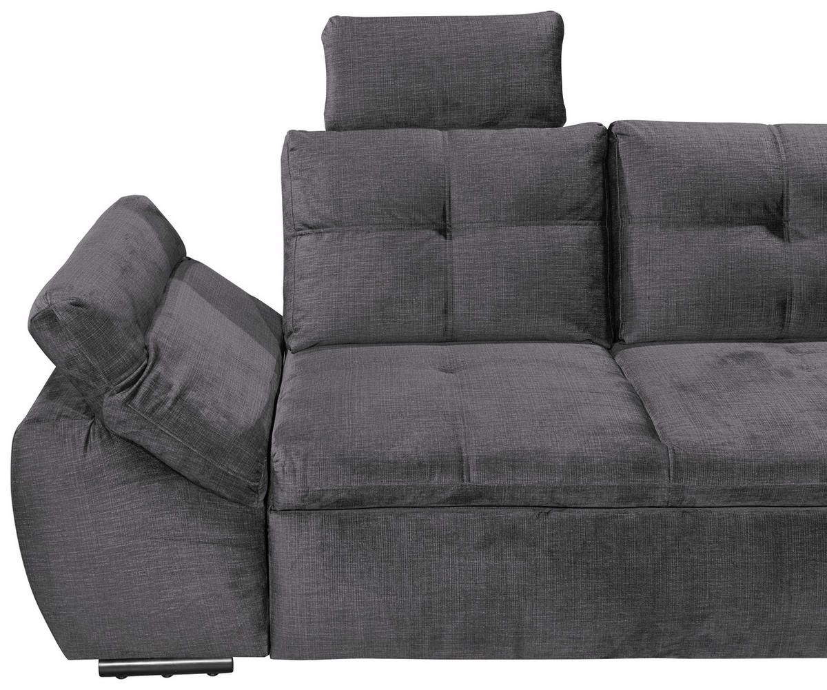 ECKSOFA in Mikrovelours Grau  - Schwarz/Grau, Konventionell, Kunststoff/Textil (275/170cm) - Carryhome