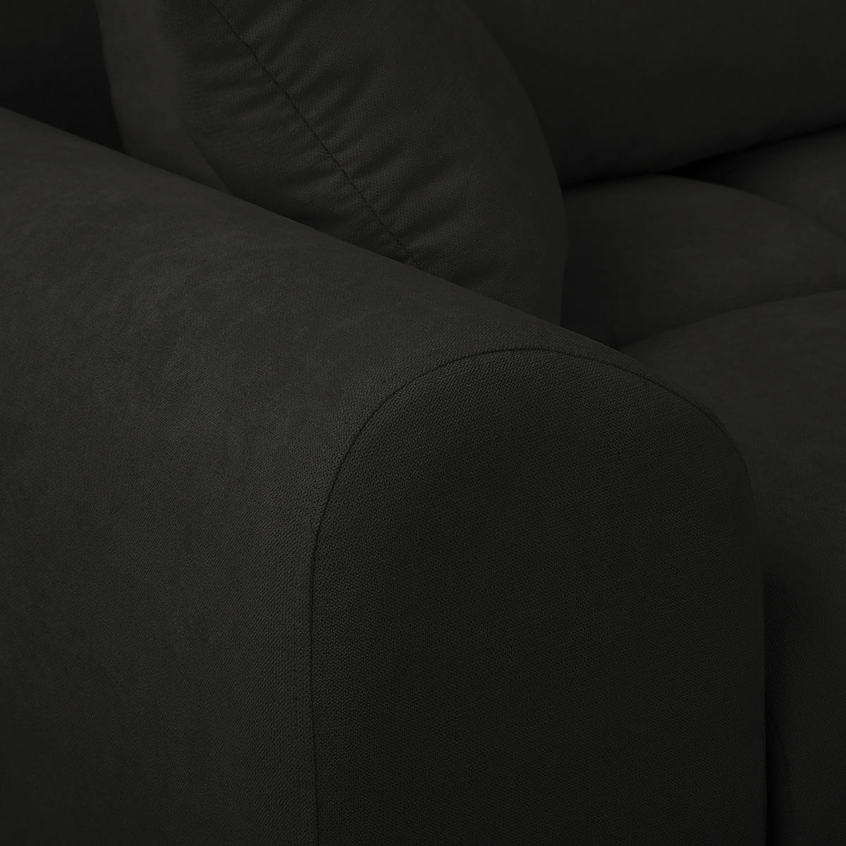 ECKSOFA in Mikrofaser Schwarz  - Silberfarben/Schwarz, Design, Textil/Metall (256/175cm) - Livetastic