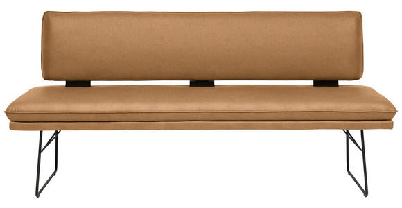 SITZBANK in Metall, Textil Schwarz, Cognac  - Cognac/Schwarz, Design, Textil/Metall (195/91/65cm) - Dieter Knoll