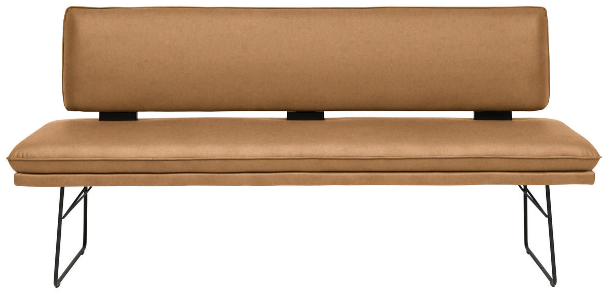 SITZBANK in Metall, Textil Schwarz, Cognac  - Cognac/Schwarz, Design, Textil/Metall (195/91/65cm) - Dieter Knoll