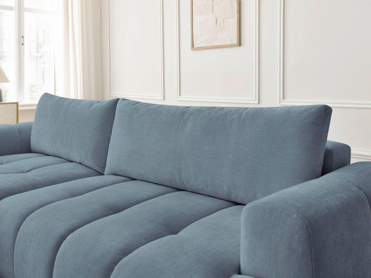 ECKSCHLAFSOFA FUJI Leinenoptik Hellblau  inkl.  - Schwarz/Hellblau, MODERN, Kunststoff/Textil (160/292cm)