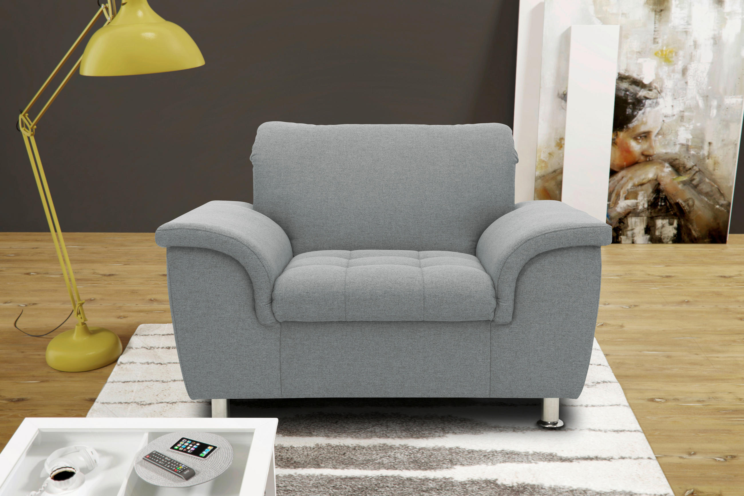 SESSEL Webstoff Grau    - Chromfarben/Grau, KONVENTIONELL, Textil/Metall (120/81/105cm) - MID.YOU