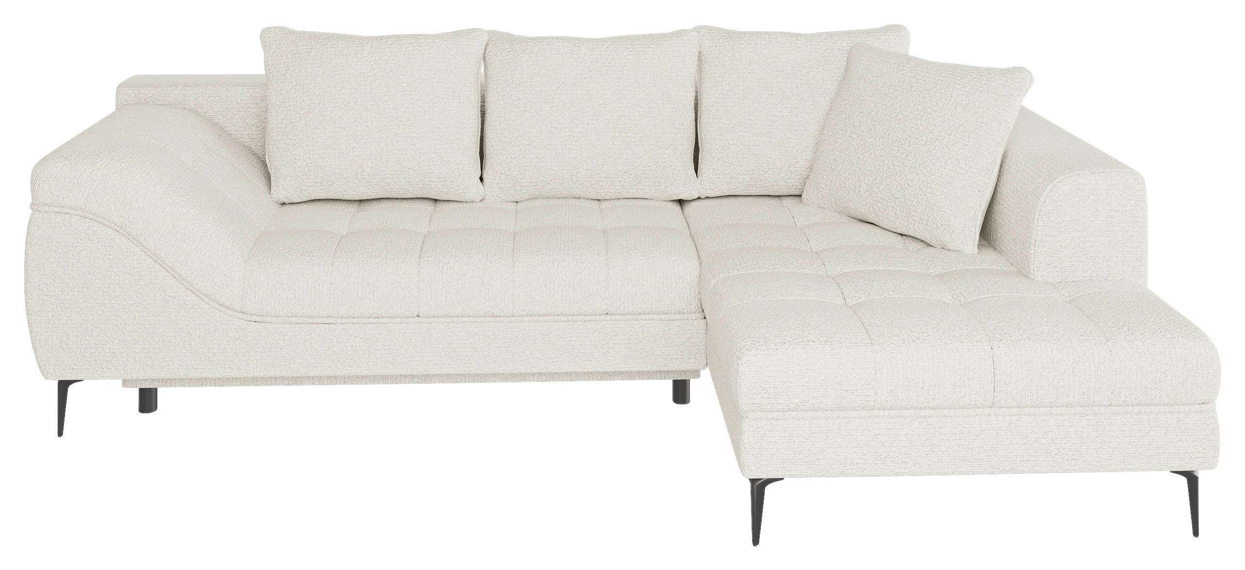 ECKSOFA Creme Struktur, Bouclé  - Creme/Schwarz, Design, Textil (177/276cm) - MID.YOU