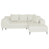 ECKSOFA Creme Struktur, Bouclé  - Creme/Schwarz, Design, Textil (177/276cm) - MID.YOU
