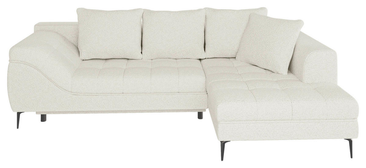 ECKSOFA Creme Struktur, Bouclé  - Creme/Schwarz, Design, Textil (177/276cm) - MID.YOU