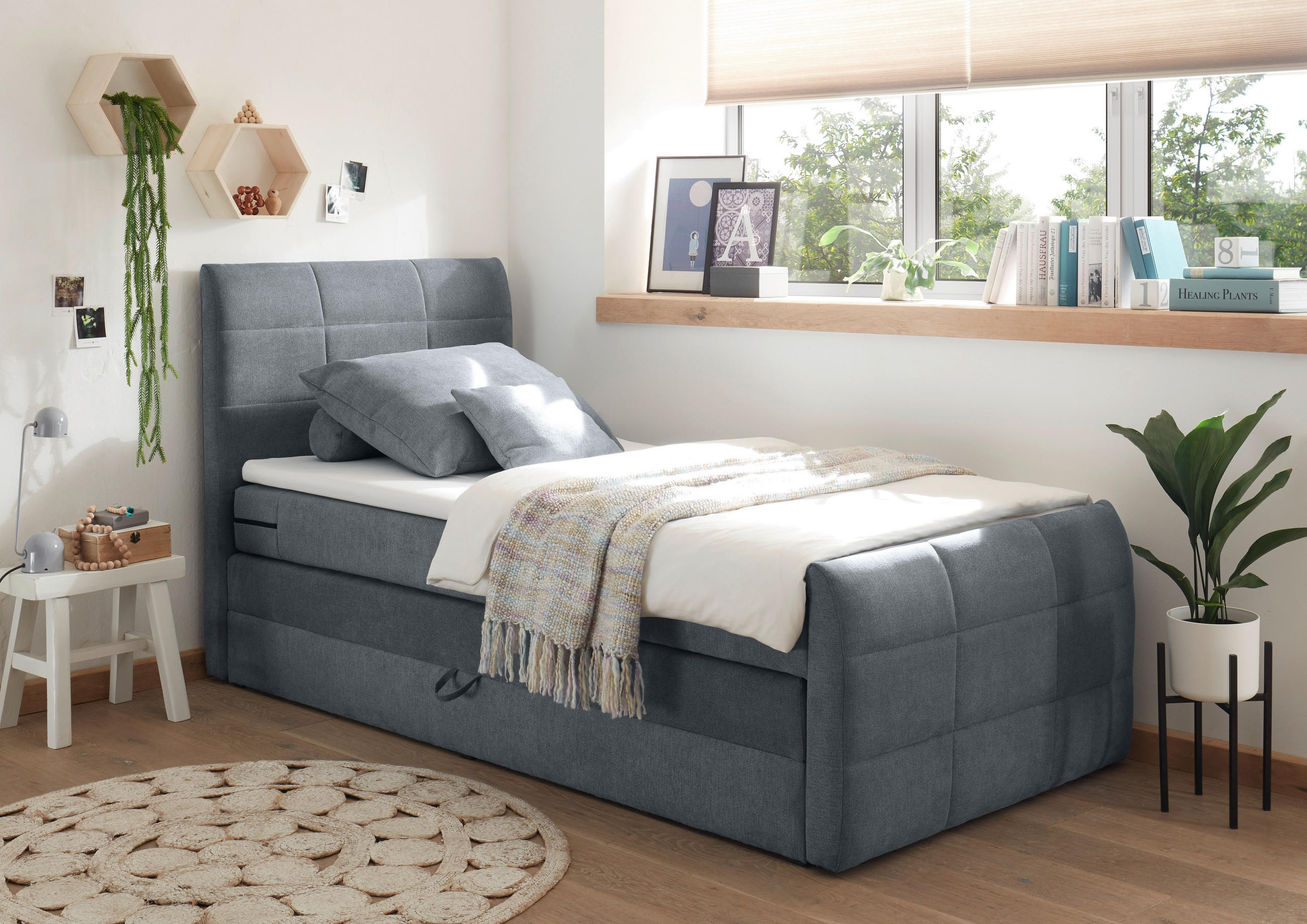 BOXSPRINGBETT 100/200 cm  in Anthrazit  - Anthrazit, Basics, Holzwerkstoff/Kunststoff (100/200cm) - Xora