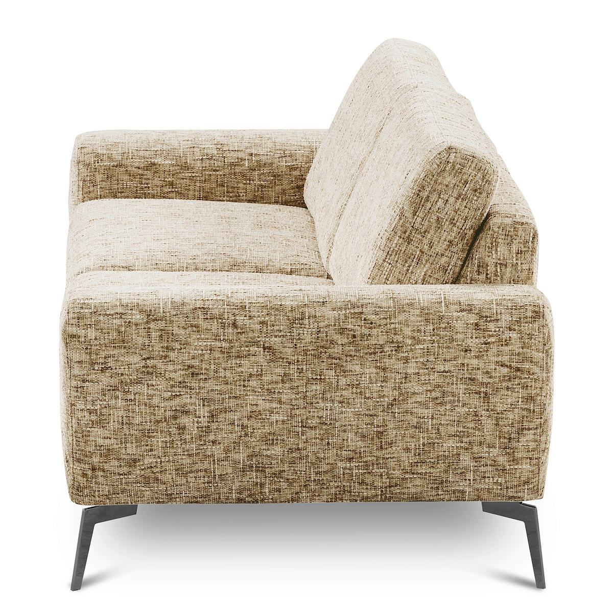 2-SITZER-SOFA Webstoff Hellbraun  - Hellbraun/Schwarz, Design, Textil/Metall (157/85/92cm) - Livetastic