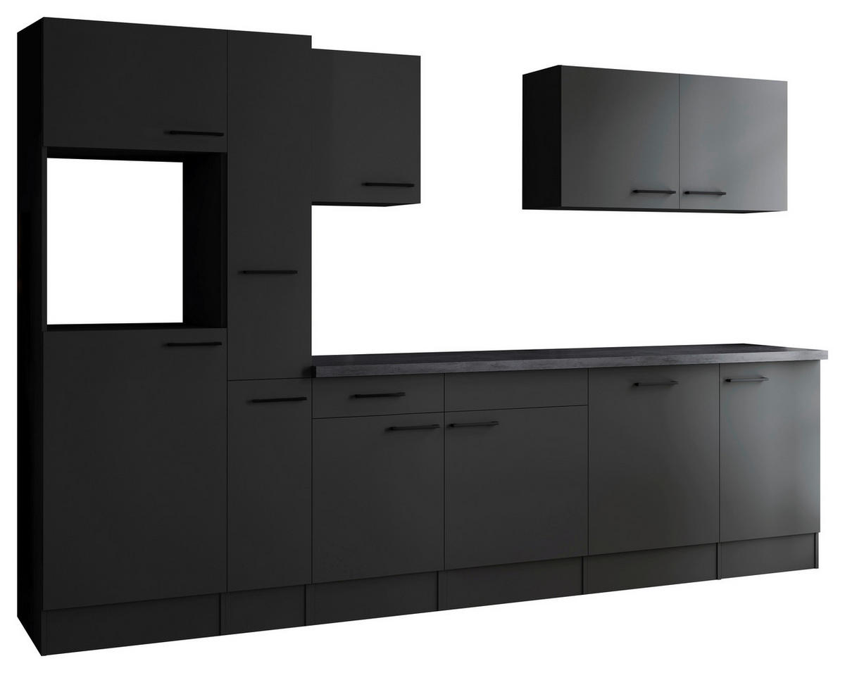 MODULKÖK UTAN VITVAROR 310 cm   i mörkgrå  - mörkgrå/svart, Design, metall/trämaterial (310cm) - Respekta