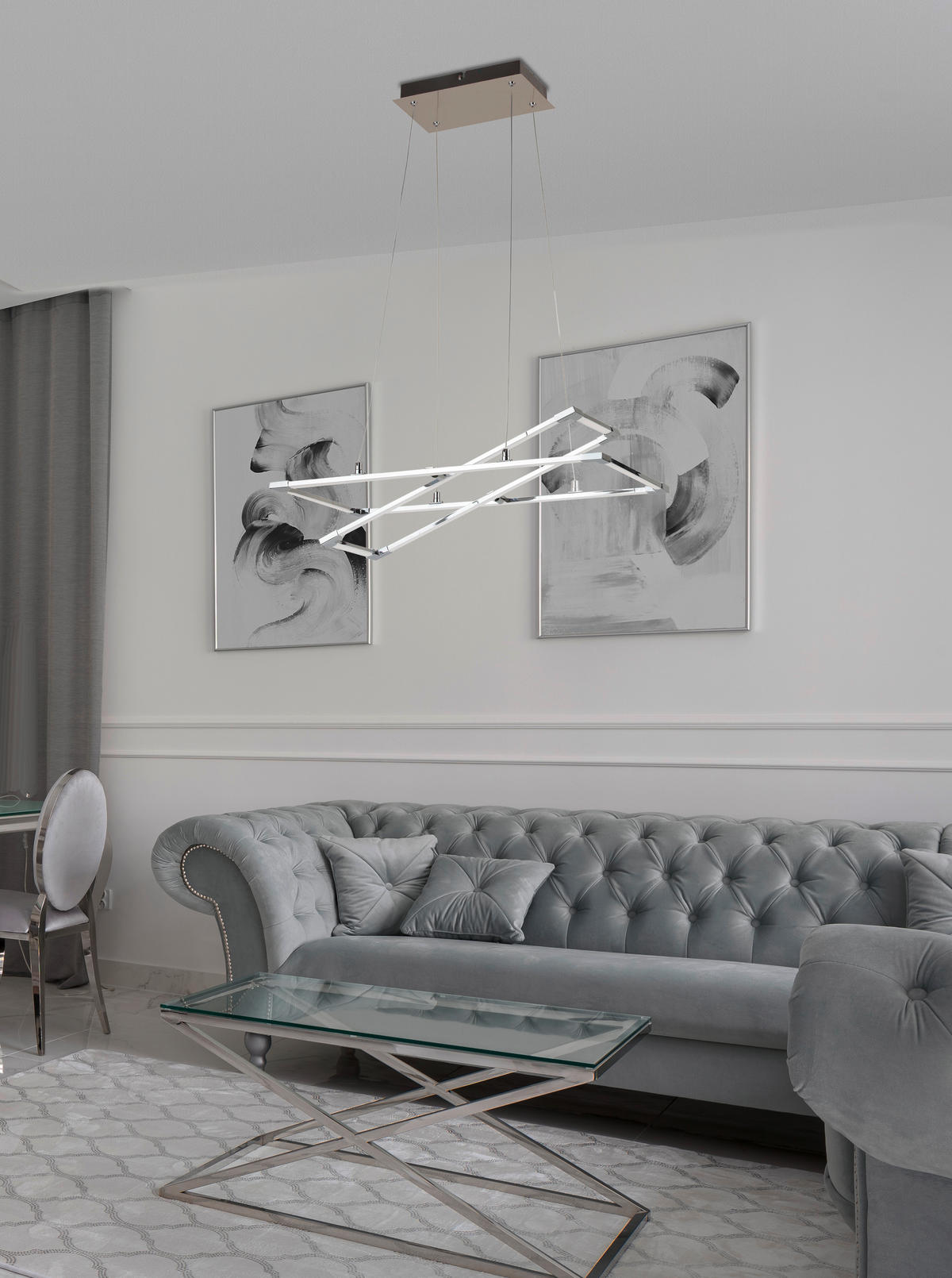 LED-PENDELLEUCHTE 60/30/120 cm  - Silberfarben, Design, Metall (60/30/120cm)