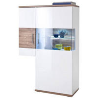 VYSOKÁ KOMODA, bílá, barvy dubu, 90/135/37 cm - bílá/barvy dubu, Design, kov/kompozitní dřevo (90/135/37cm) - Livetastic