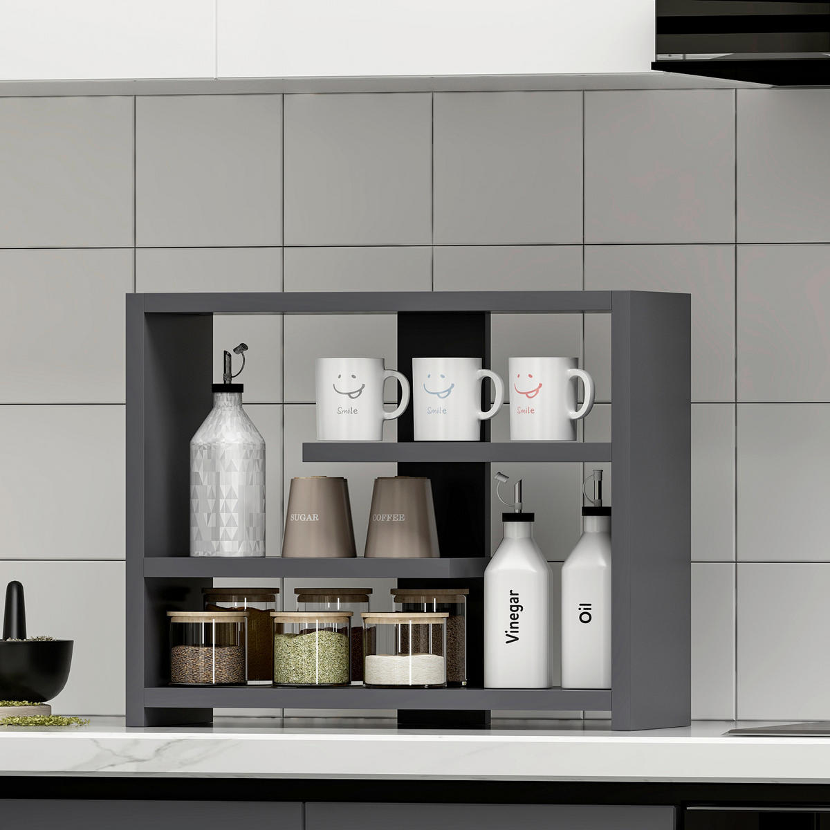 WANDREGAL Anthrazit  - Anthrazit, Design, Holzwerkstoff (49/40/21cm) - Livetastic