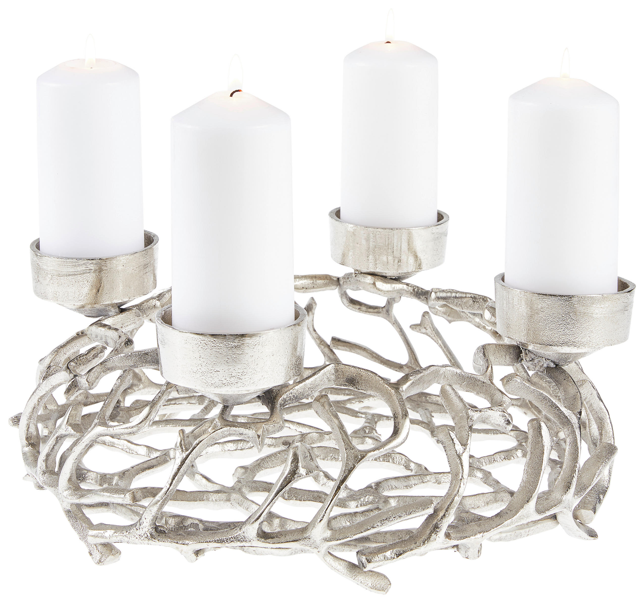 ADVENTSKERZENHALTER  - Silberfarben, Basics, Metall (38/15/38cm) - X-Mas
