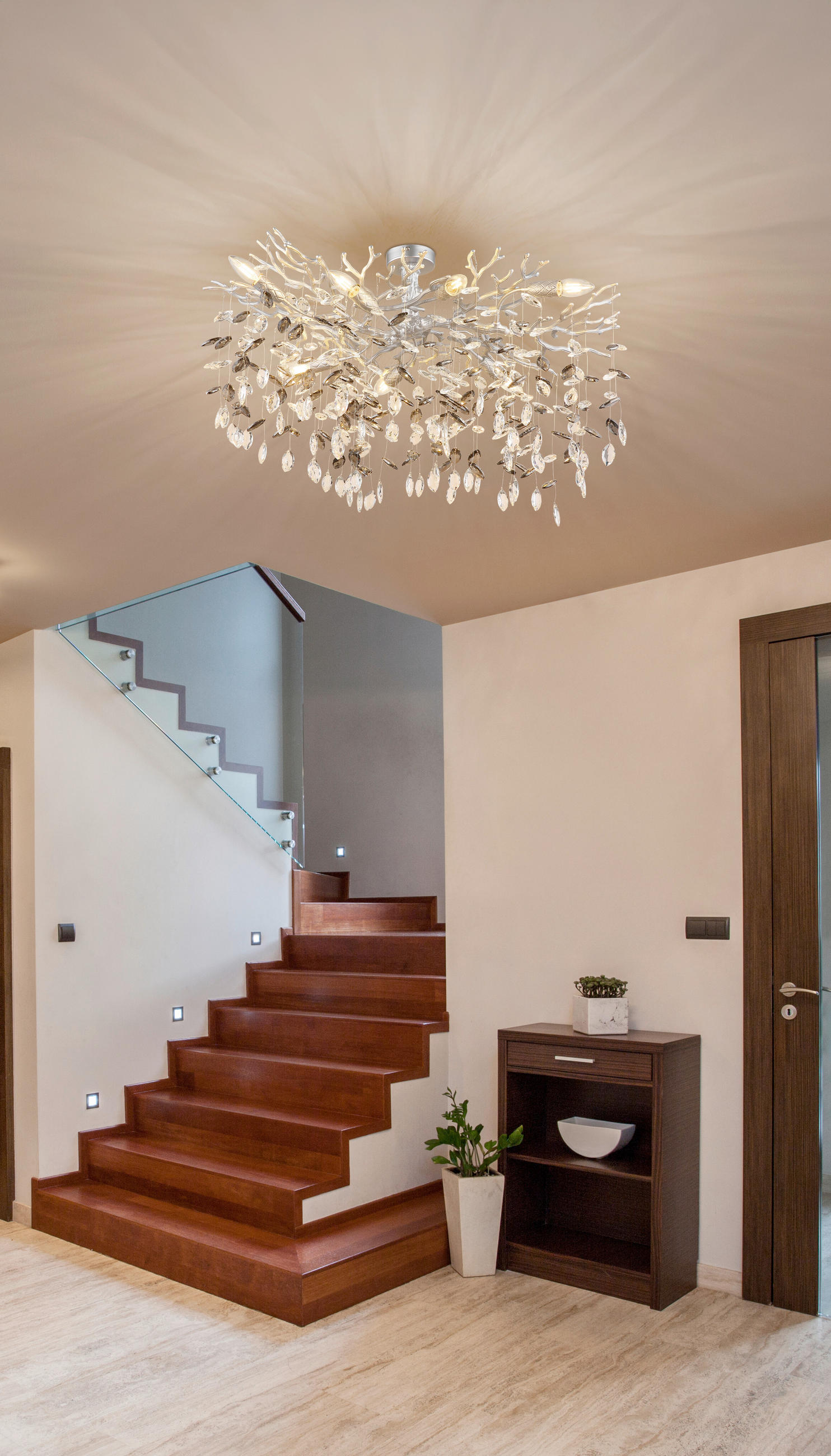 DECKENLEUCHTE Queena 85/50/50 cm   - Klar/Silberfarben, KONVENTIONELL, Glas/Metall (85/50/50cm) - Globo