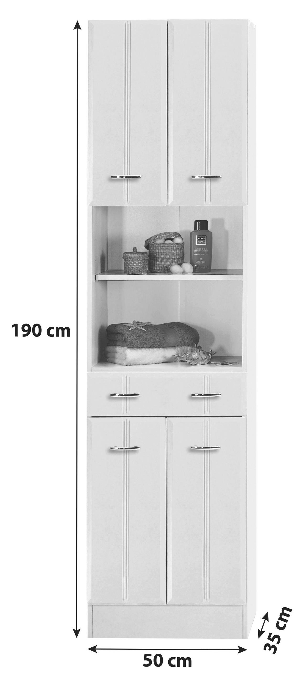 VYSOKÁ SKŘÍŇ, bílá, 50/190/34 cm - bílá/barvy chromu, Konvenční, kompozitní dřevo/plast (50/190/34cm) - Held