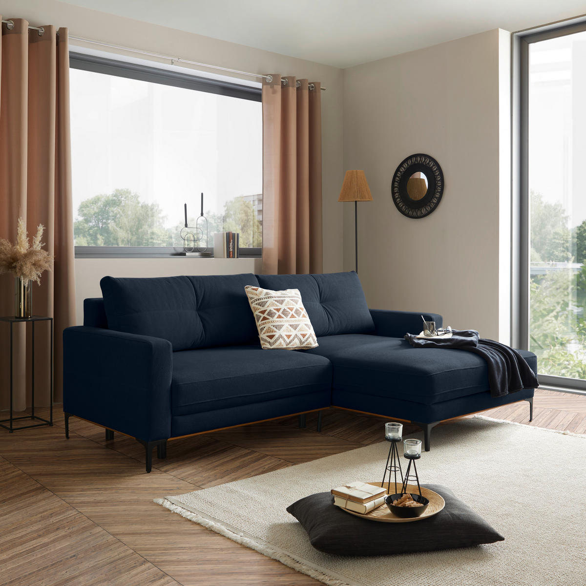 ECKSOFA Royalblau  - Royalblau/Schwarz, MODERN, Textil/Metall (238/162cm) - Ondega