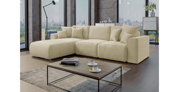 ECKSOFA Beige Cord  - Chromfarben/Beige, KONVENTIONELL, Kunststoff/Textil (195/293cm) - Carryhome