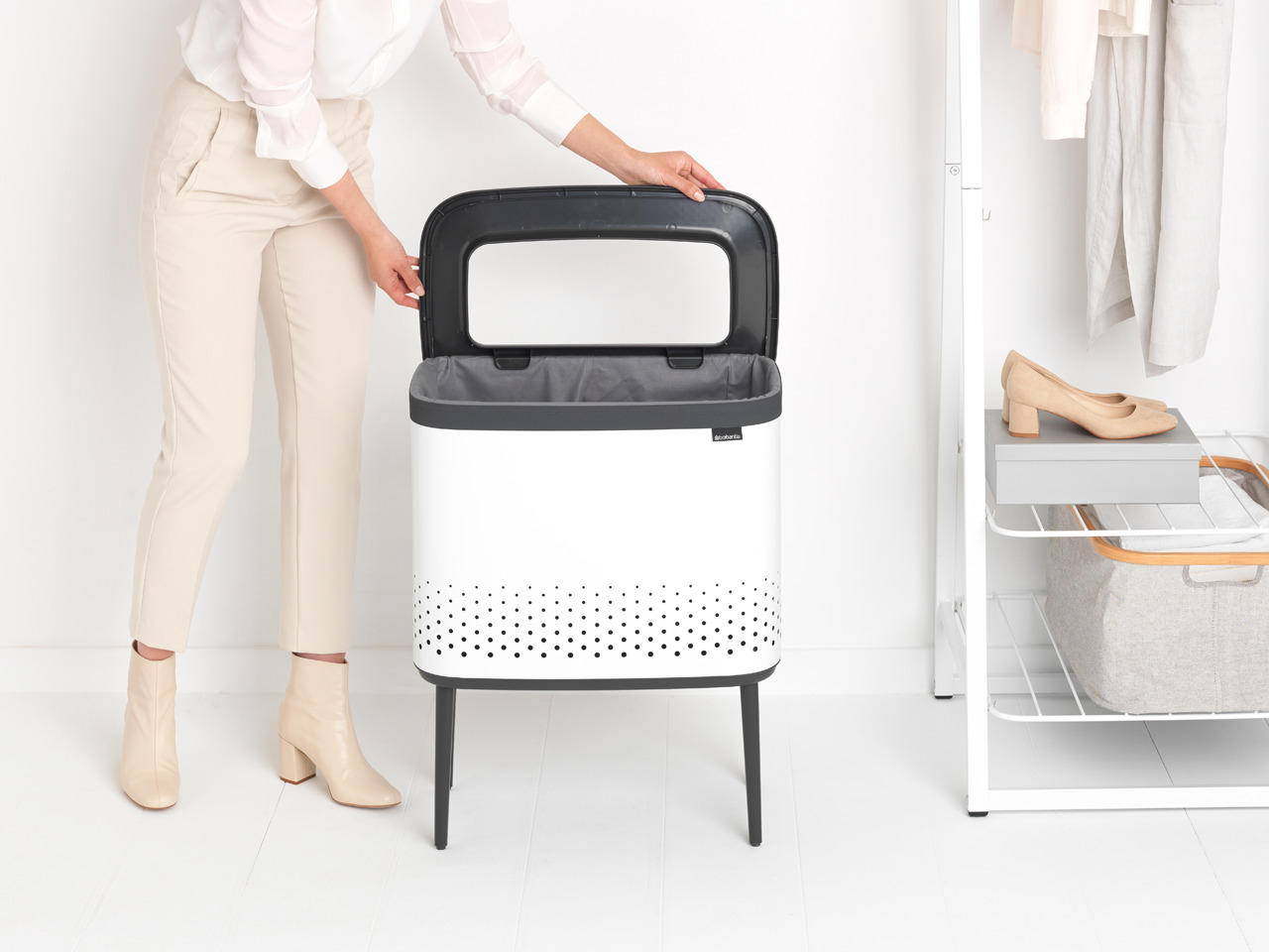 KOŠARA ZA RUBLJE 54/67/32 cm - bijela, Basics, metal/plastika (54/67/32cm) - Brabantia