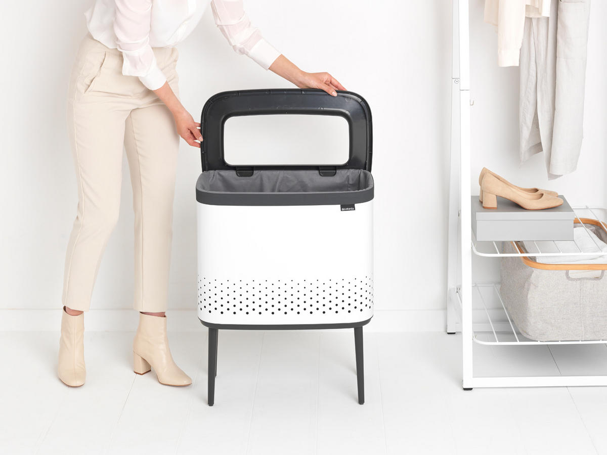 KOŠ ZA PERILO - bela, Basics, kovina/umetna masa (54/67/32cm) - Brabantia