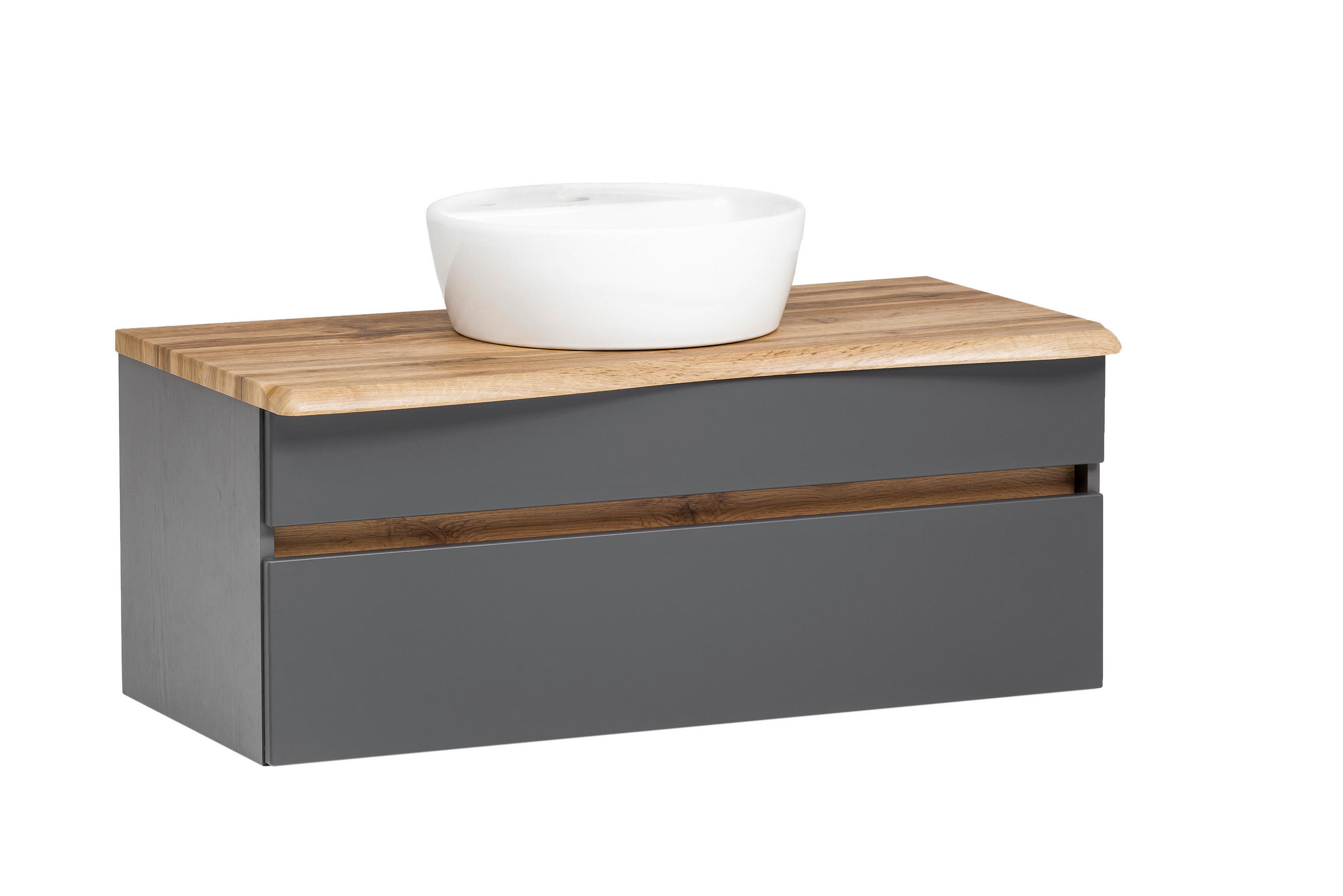 WASCHTISCHKOMBI 101 cm  - Graphitfarben/Weiß, Natur, Keramik/Holzwerkstoff (101cm) - Xora