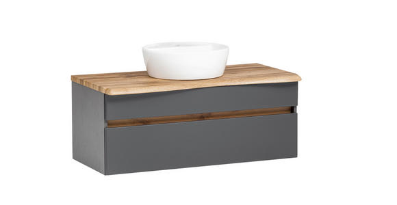 WASCHTISCHKOMBI 101 cm - Graphitfarben/Weiß, Natur, Keramik/Holzwerkstoff (101cm) - Xora